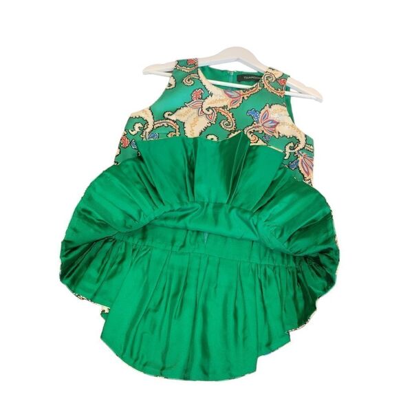NWOT Thakoon Tiger Lily Mikado Cotton Silk Peplum Sleeveless Top Green Paisley 4 - Picture 8 of 12